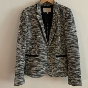 Banana Republic Black and White Textured Knit Blazer